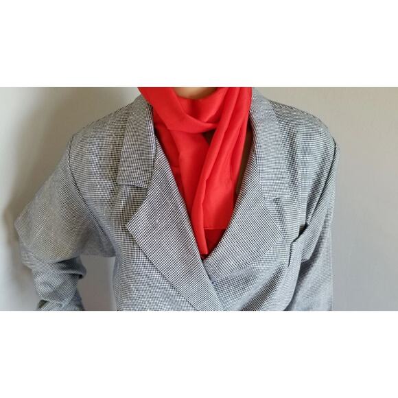 70s Vintage Stuart Alan Navy & White Houndstooth Faux Wrap Dress - M - Picture 5 of 6